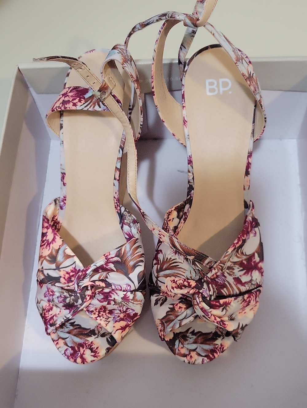 bp Floral Knot Slingback Sandals in Pink and Cream